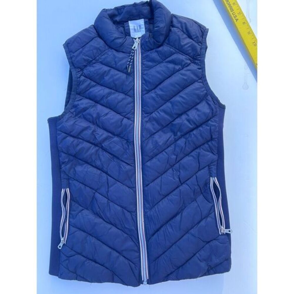 GAP Vest Men's Size XS Navy Snap Primaloft Luxury Red White zip Lightweight